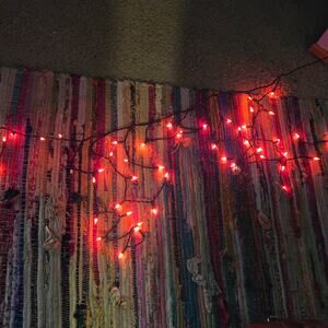 Halloween Orange Mini Icicle Cascade String Lights Tested Working Black Wire